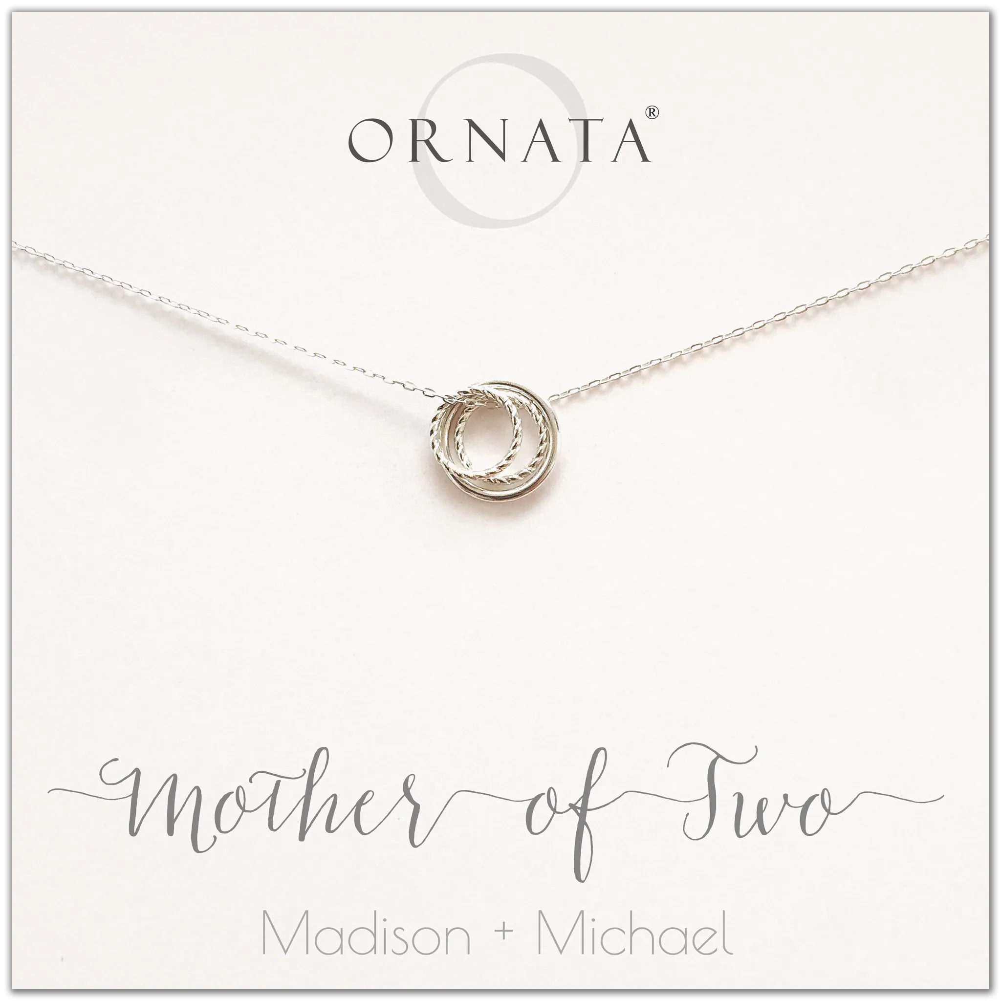 Personalized MOTHER OF TWO Sterling Silver Necklace by Ornata