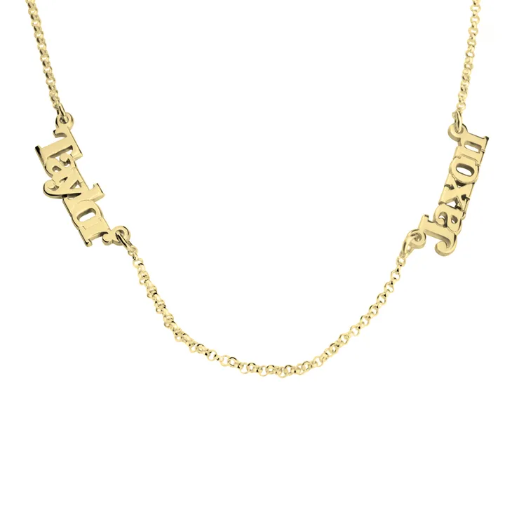 Personalized Multiple Name Necklace - Up to 4 Names in 24K Gold, Silver, or Rose Gold