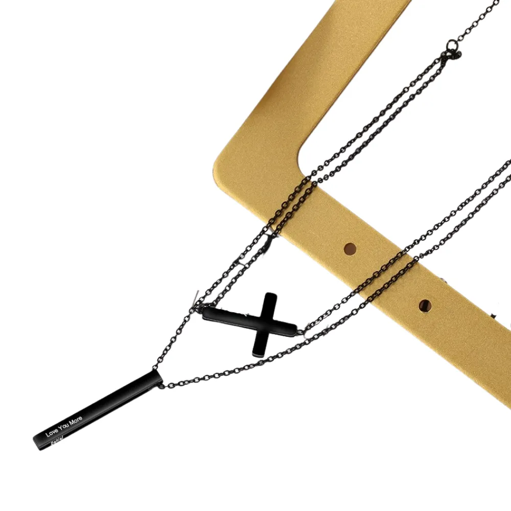 Personalized Name Engraved Vertical Bar Necklaces