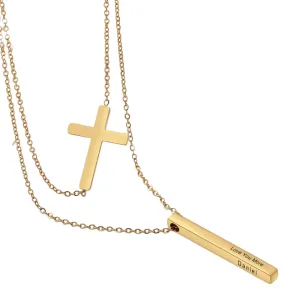 Personalized Name Engraved Vertical Bar Necklaces
