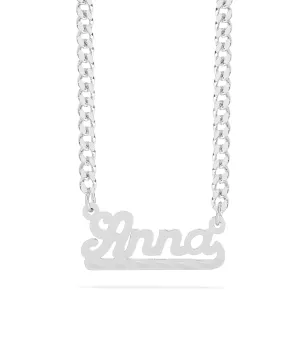 Personalized Name necklace with  Diamond Cut and Satin Finish "Anna"