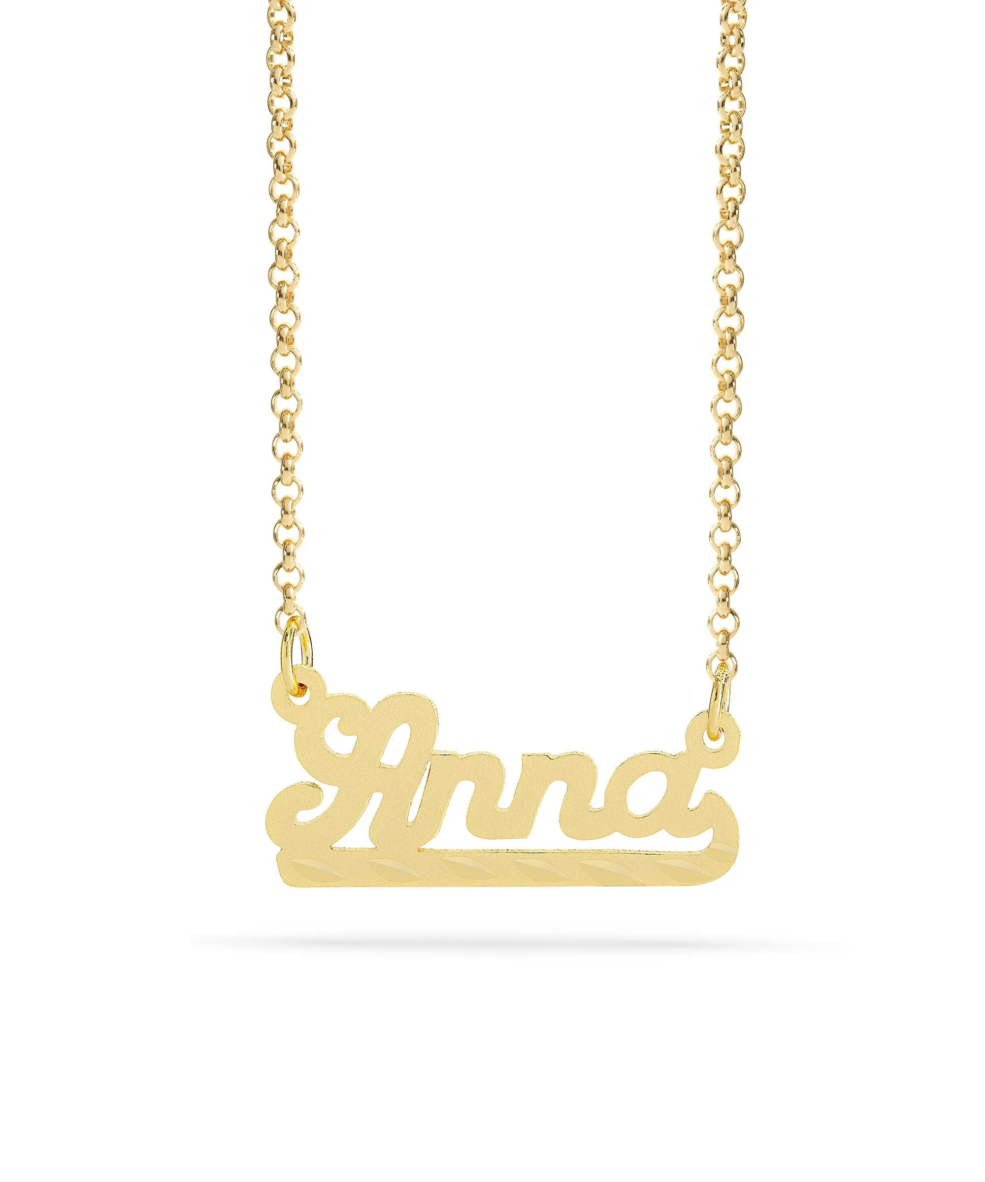 Personalized Name necklace with  Diamond Cut and Satin Finish "Anna"