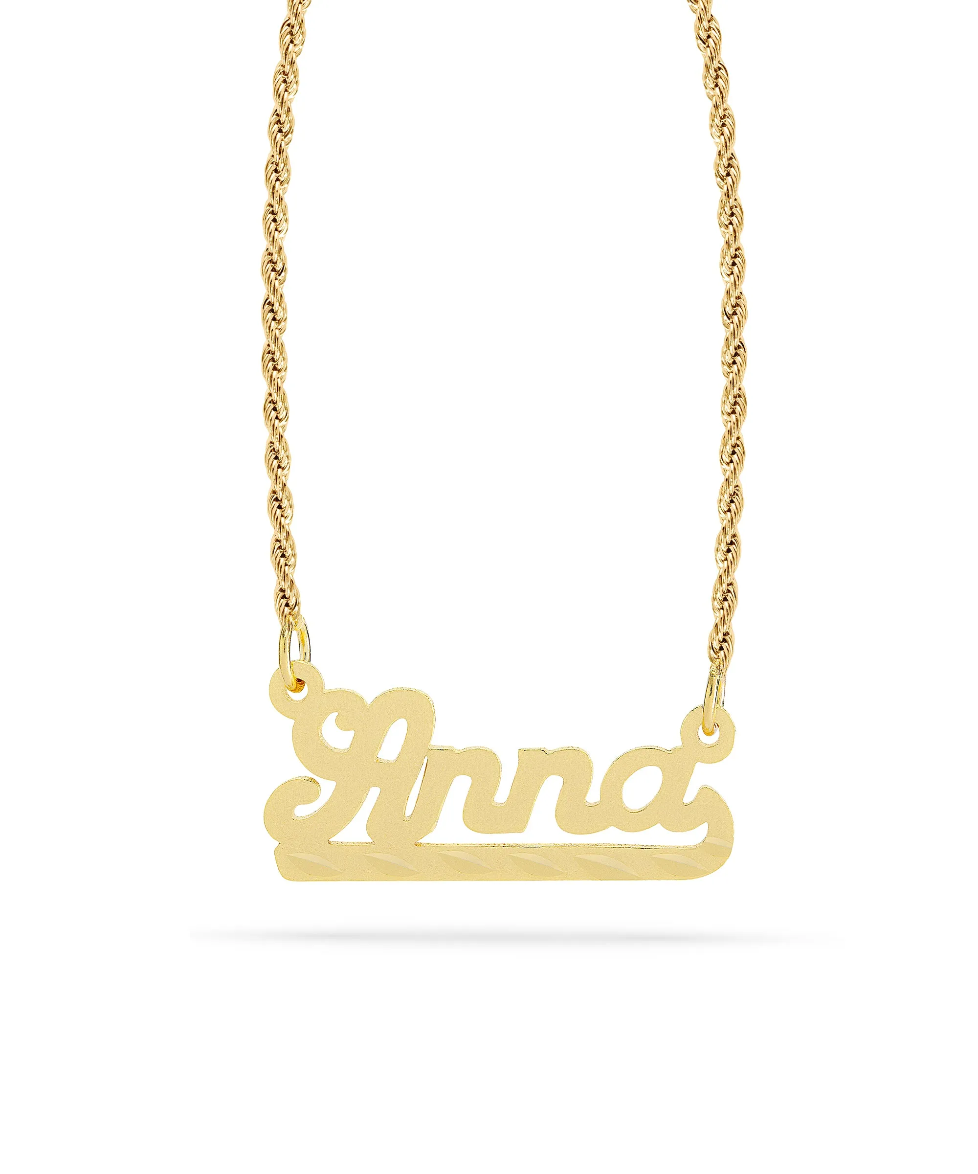 Personalized Name necklace with  Diamond Cut and Satin Finish "Anna"