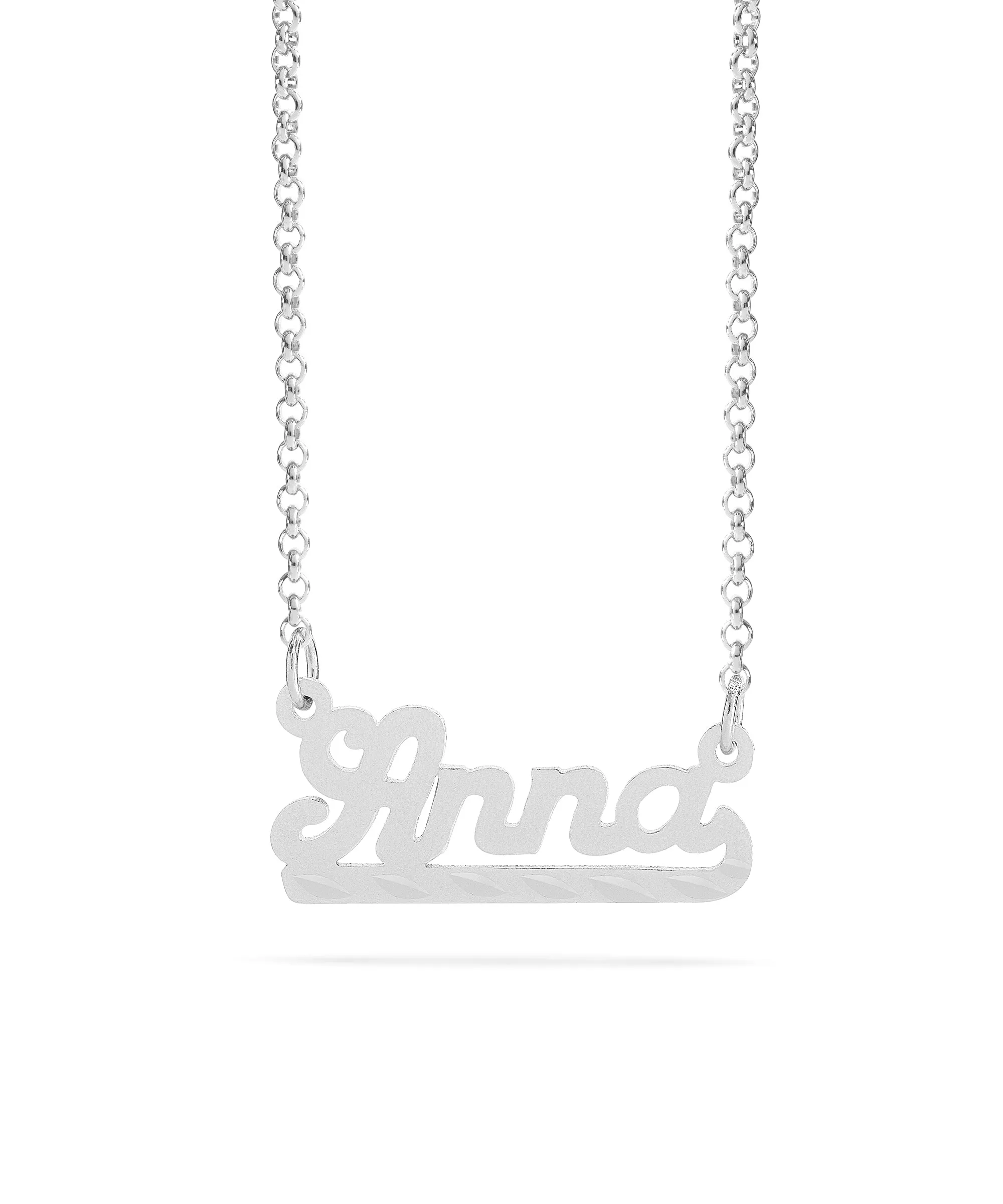 Personalized Name necklace with  Diamond Cut and Satin Finish "Anna"