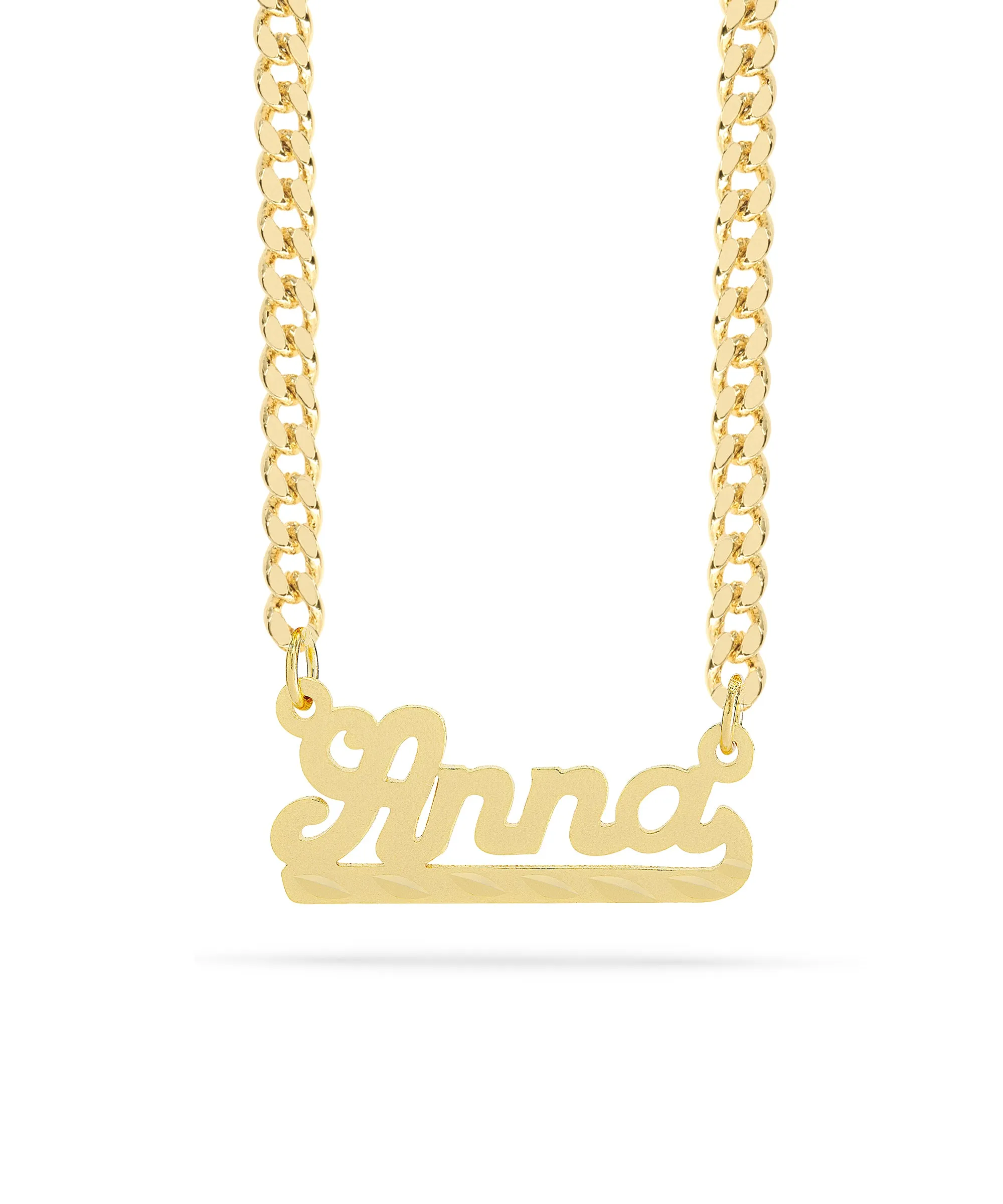 Personalized Name necklace with  Diamond Cut and Satin Finish "Anna"