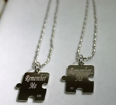 PERSONALIZED PUZZLE PIECES PENDANTS NECKLACE PAIR