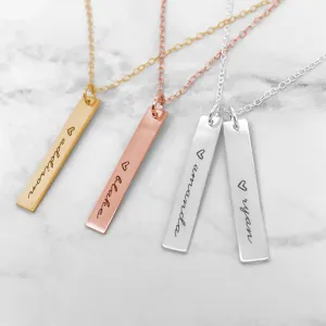 Personalized Vertical Name Bar Necklace