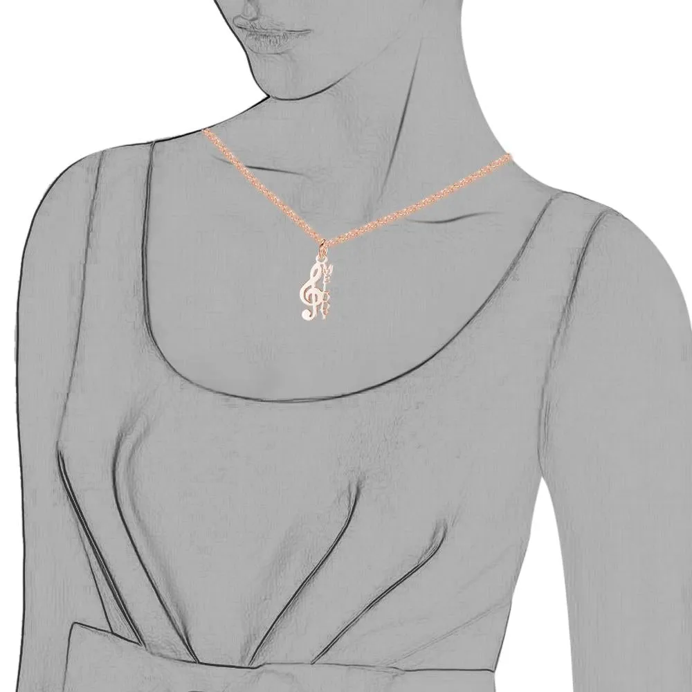 Personalized Women’s 925 Sterling Silver Necklace with Custom Name Musical Note Pendant for Women