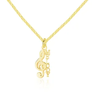 Personalized Women’s 925 Sterling Silver Necklace with Custom Name Musical Note Pendant for Women