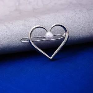 Phyllis Silver Pearl Heart Hair Pin