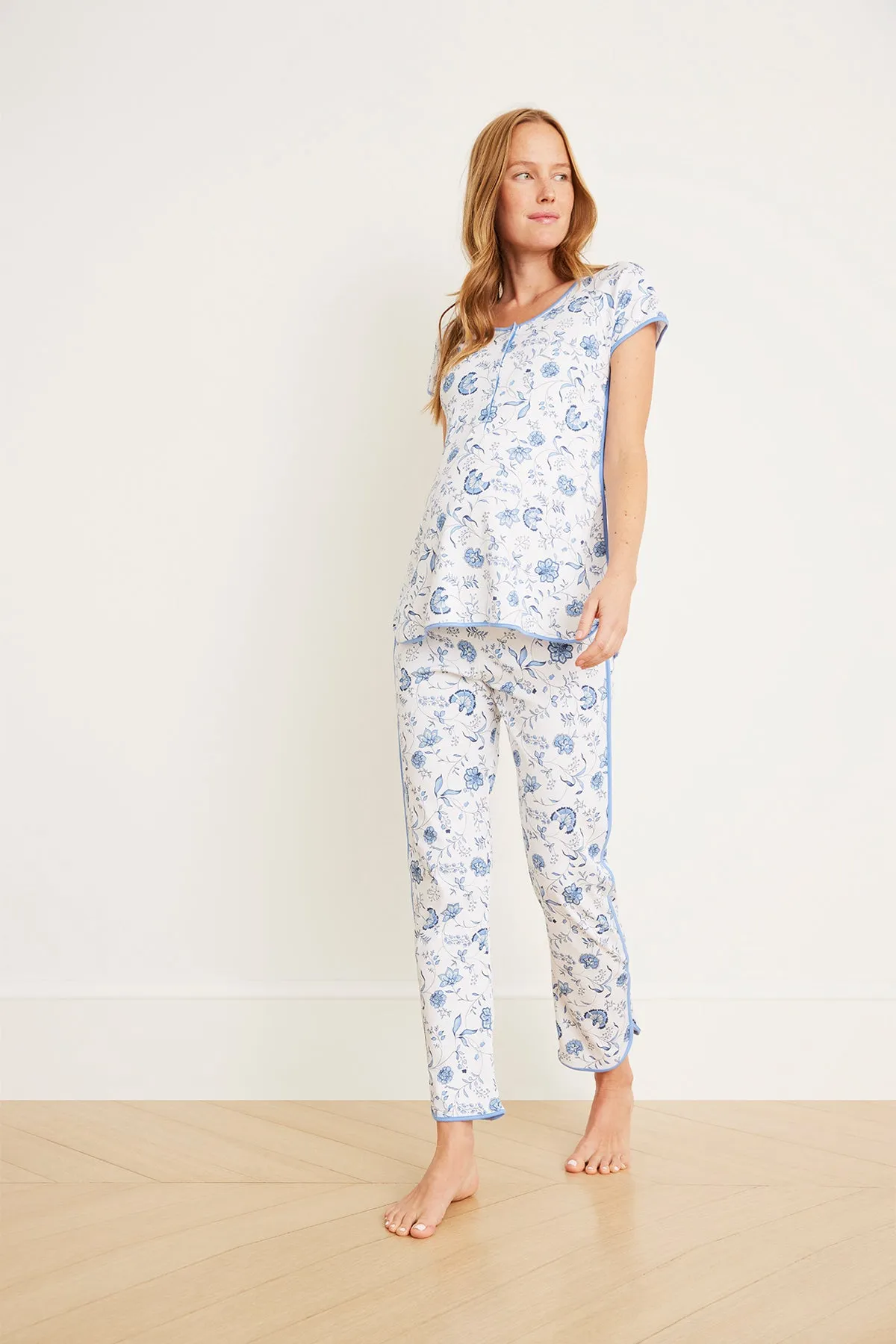 Pima Maternity Short-Long Set in Bellflower Vines
