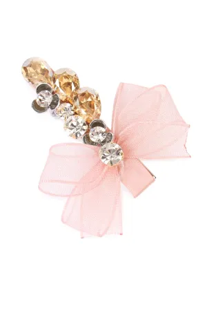 PINK BOW AND FLOWER HAIR CLIP