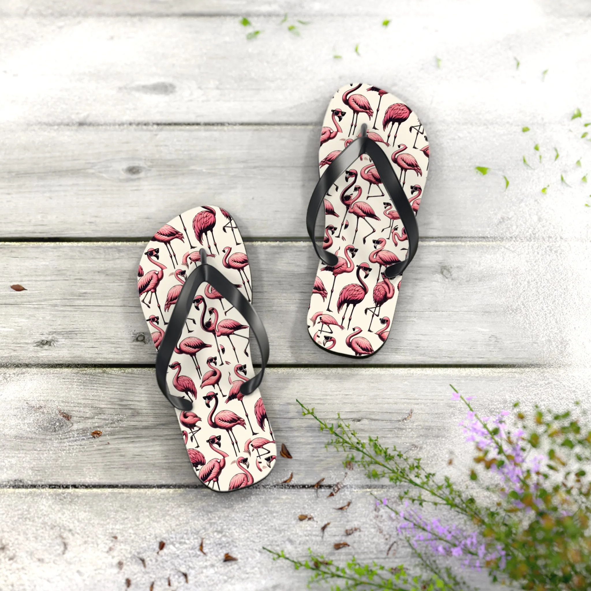 Pink Flamingo Flip Flops