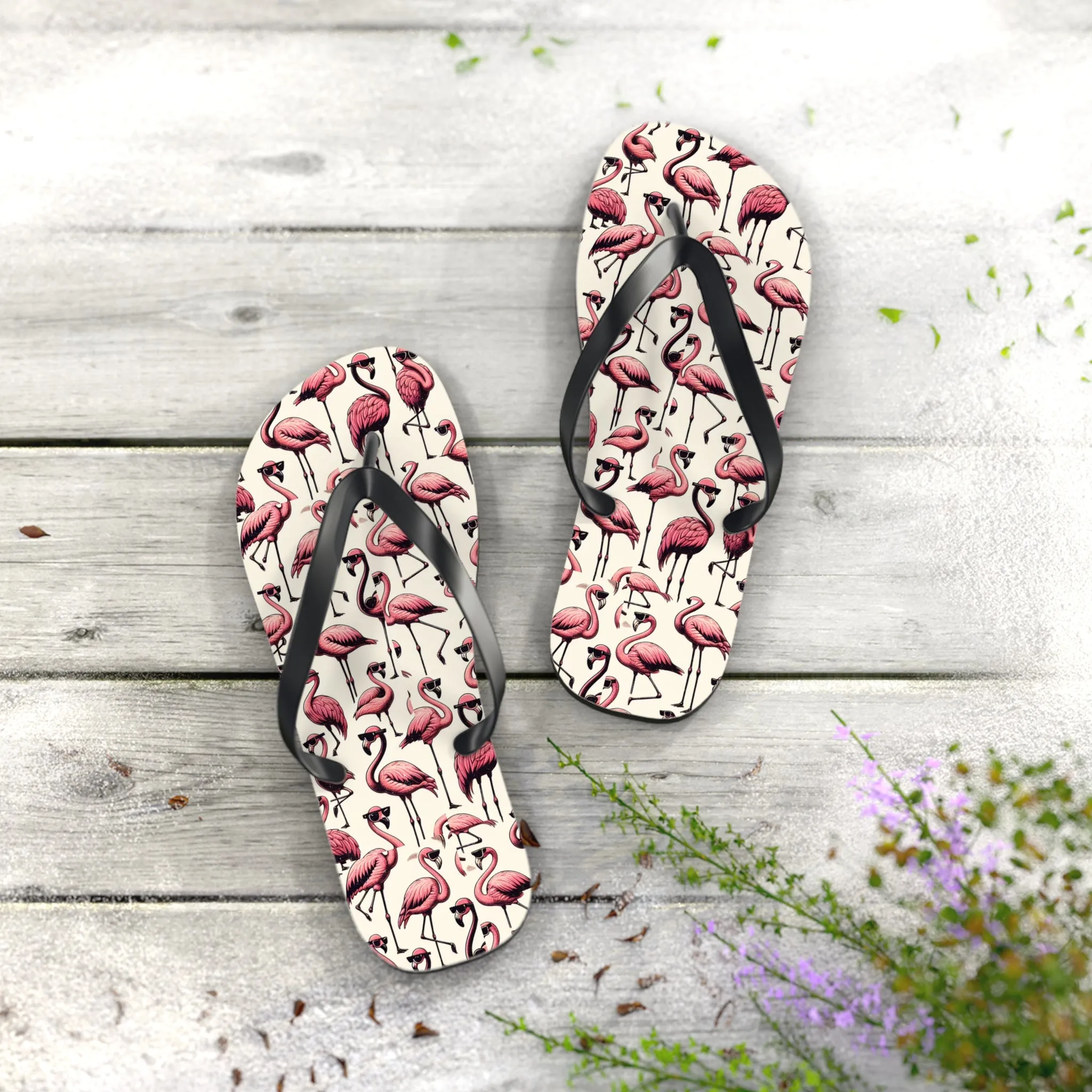 Pink Flamingo Flip Flops