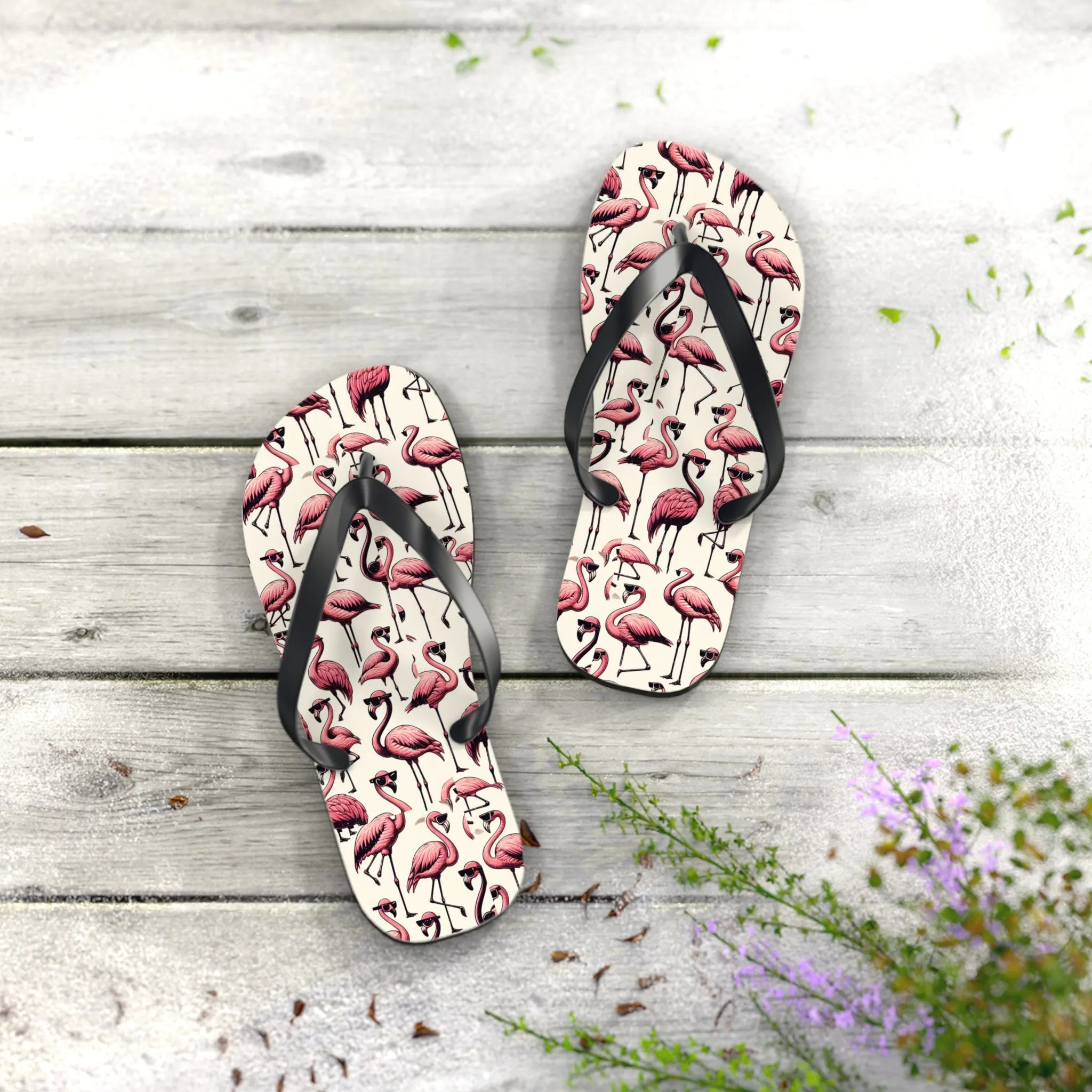 Pink Flamingo Flip Flops