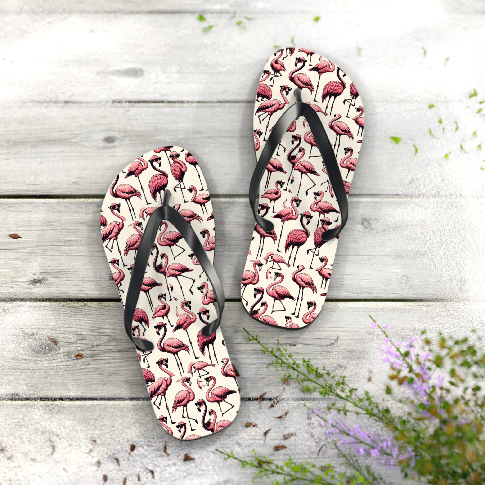 Pink Flamingo Flip Flops