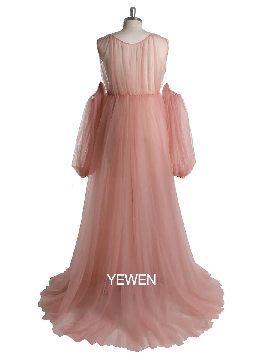 Pink Princess V Neck Remove Sleeves Strech Waist Materning Dress YW220917