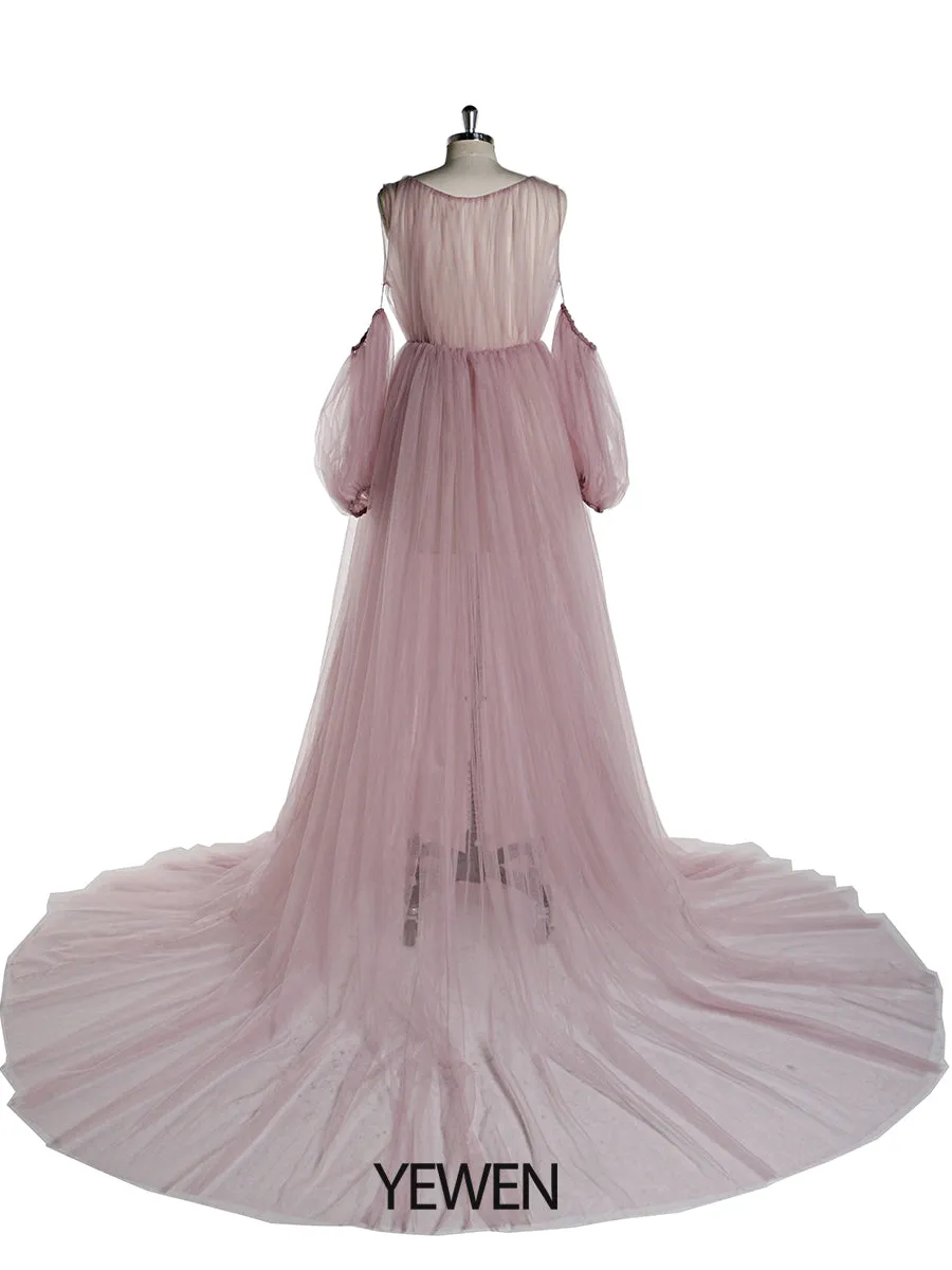 Pink Princess V Neck Remove Sleeves Strech Waist Materning Dress YW220917