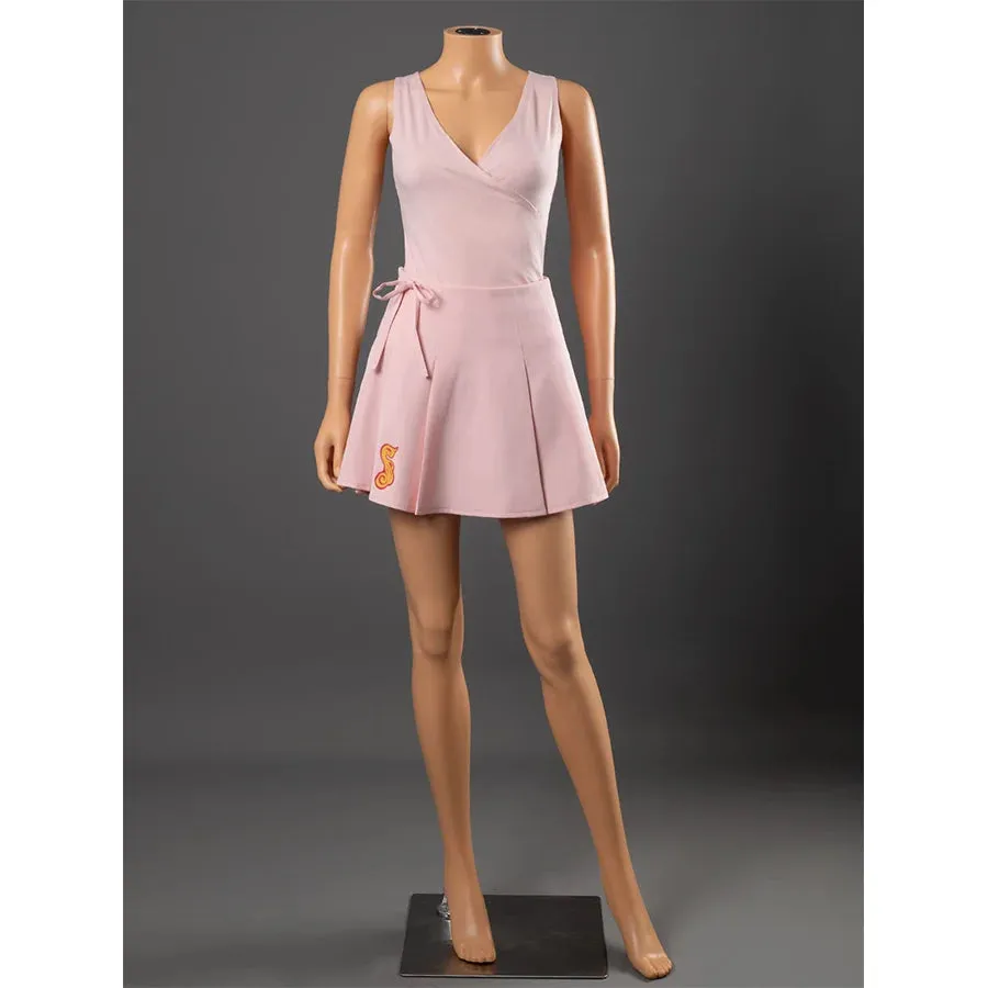 Pink Witch Cosplay Costume Sweet V-Neck Pleated Mini Skirt FY0123