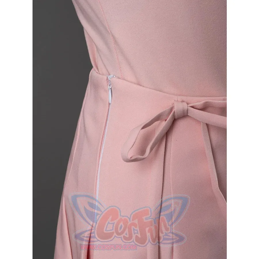 Pink Witch Cosplay Costume Sweet V-Neck Pleated Mini Skirt FY0123