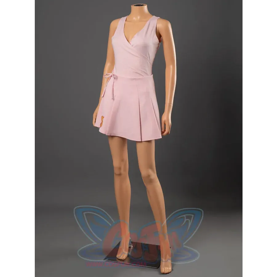 Pink Witch Cosplay Costume Sweet V-Neck Pleated Mini Skirt FY0123