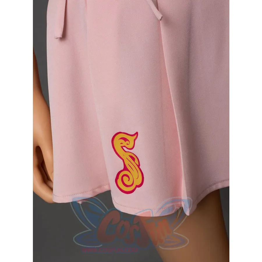 Pink Witch Cosplay Costume Sweet V-Neck Pleated Mini Skirt FY0123