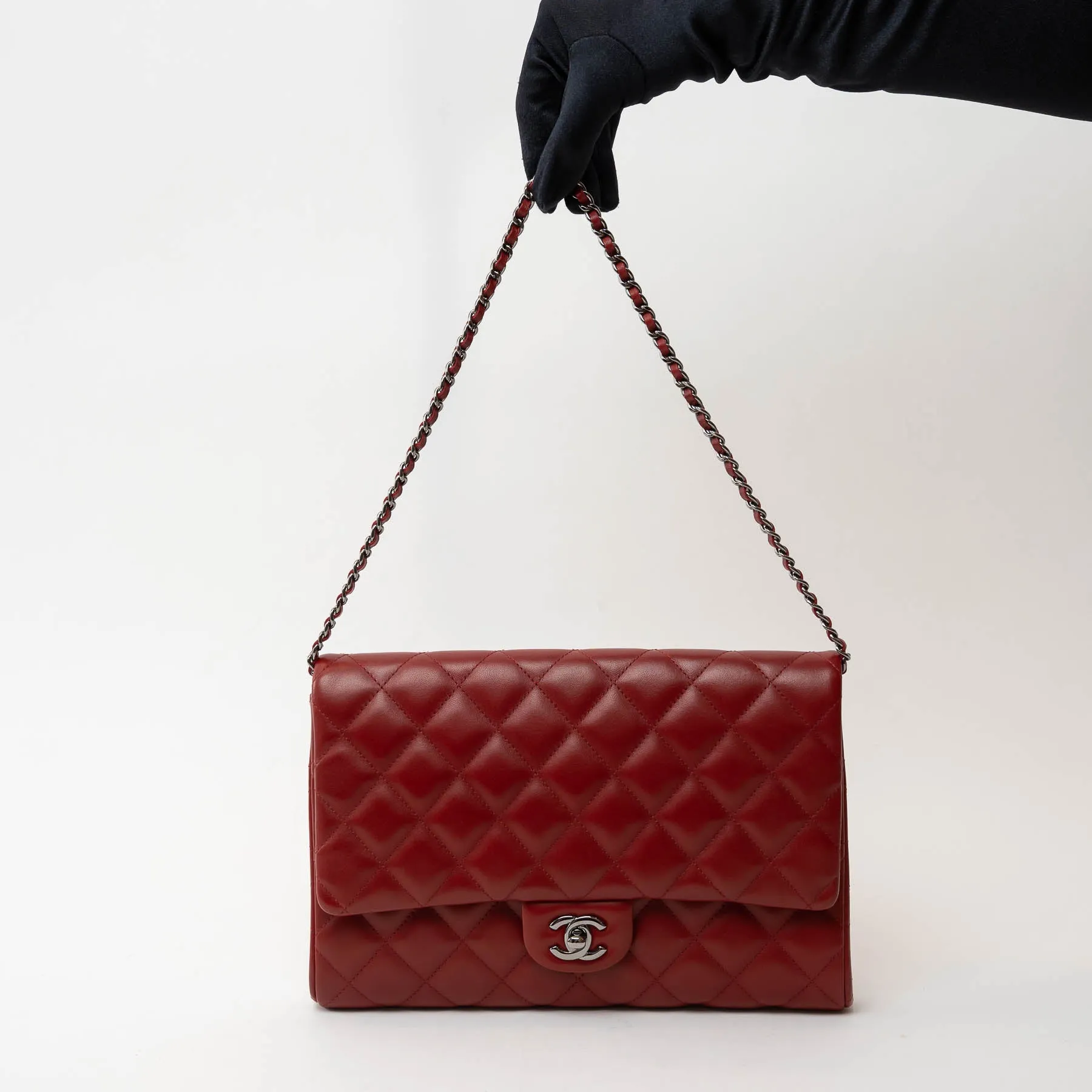 Pre-Loved Chanel™ Red Pebbled Leather Handbag