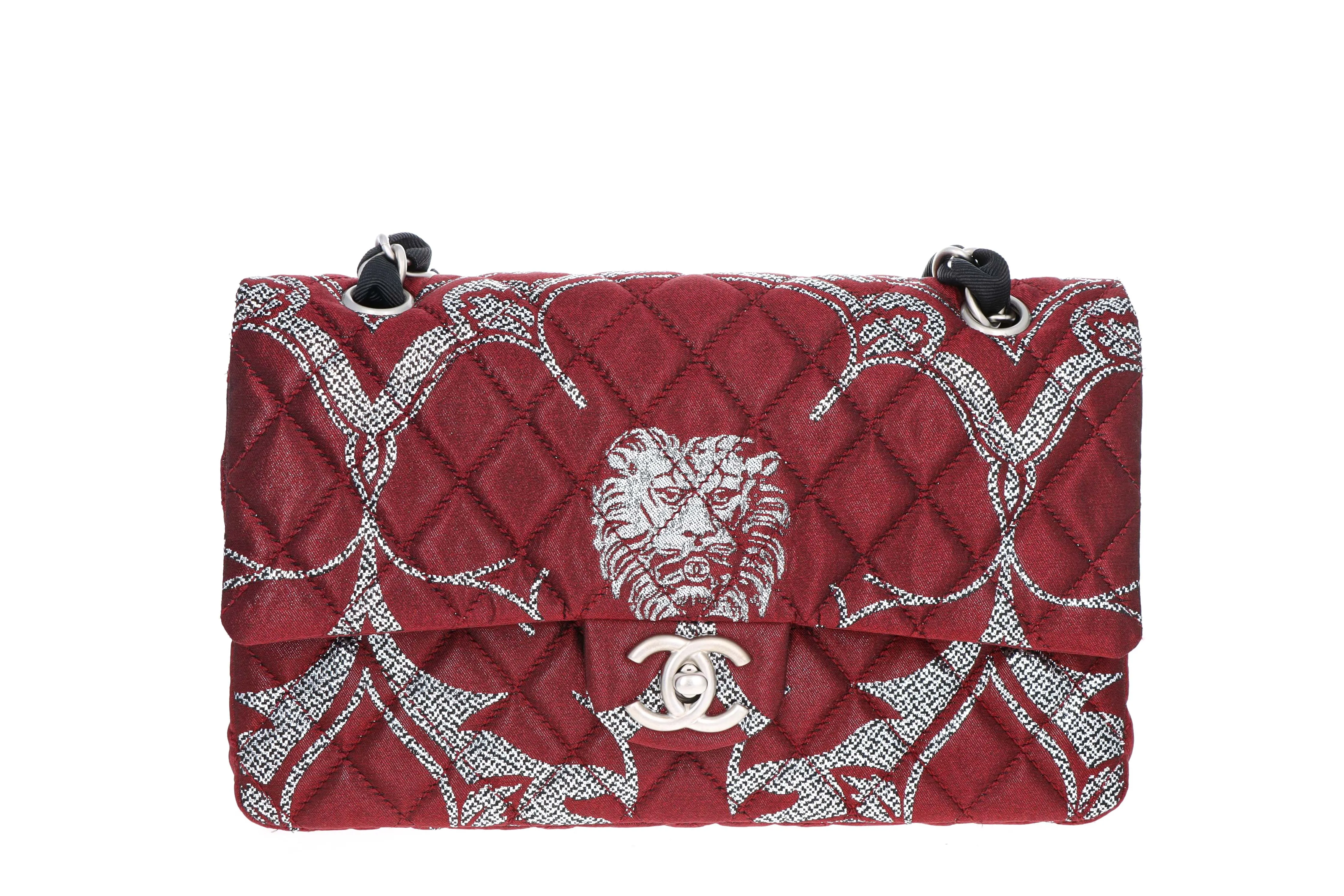 Rare Limited Edition Chanel Paris-Moscow Lion Brocade Double Flap Bag