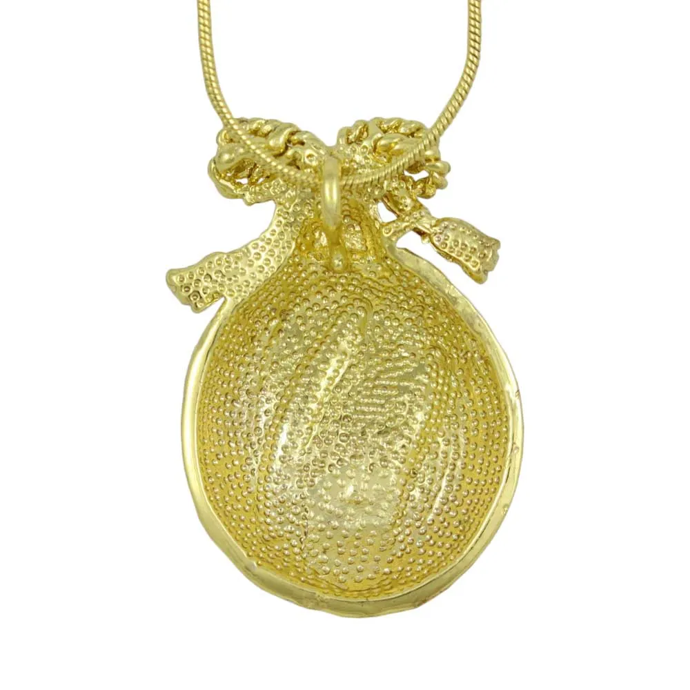 Red Christmas Ornament Pendant on Gold Chain - XP348N