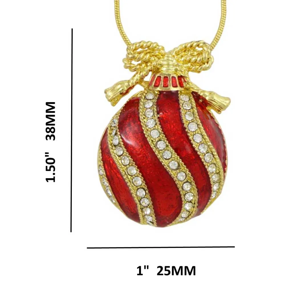 Red Christmas Ornament Pendant on Gold Chain - XP348N
