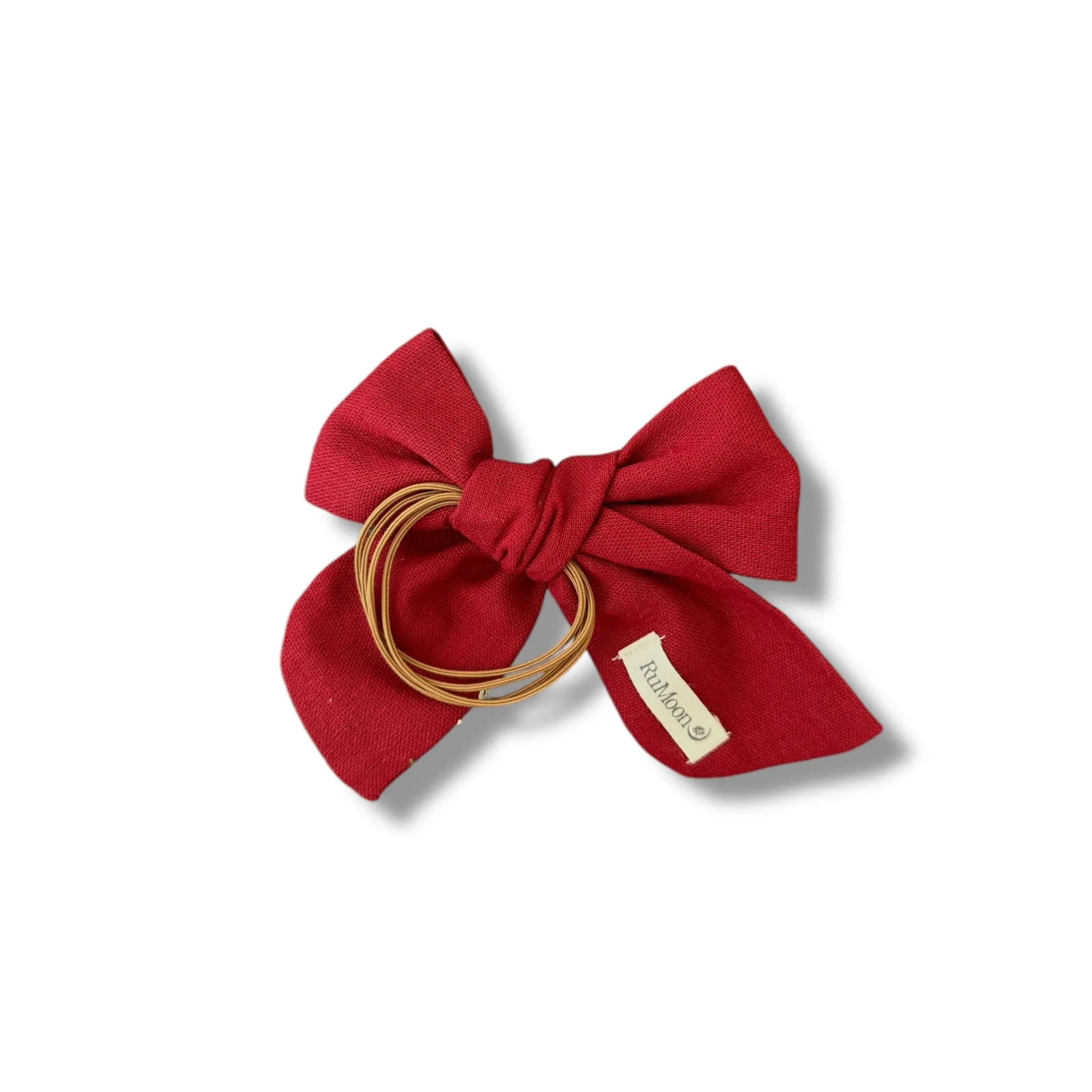 Red Flower Hand Embroidery Hair Bow