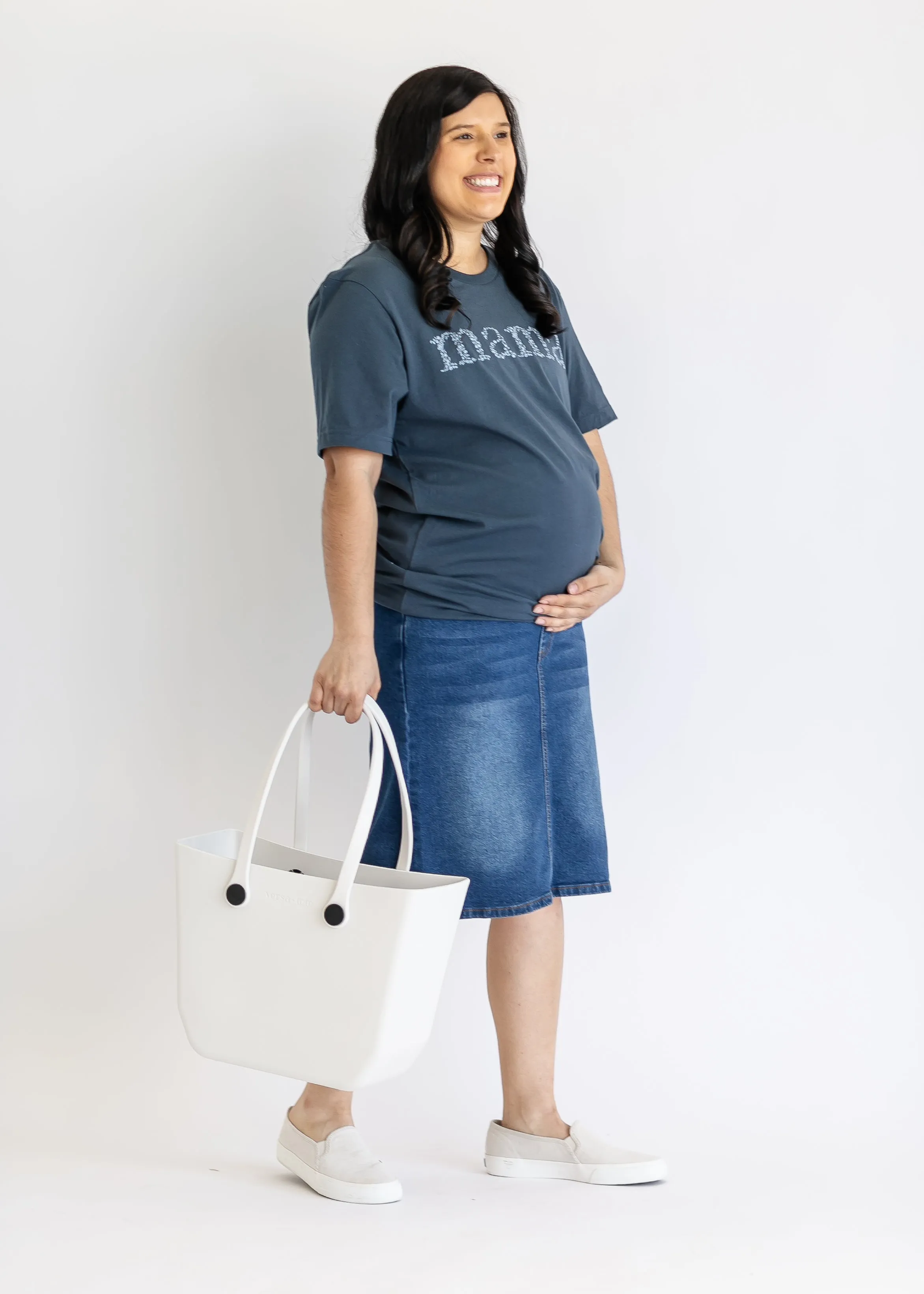 Remi Maternity Denim Midi Skirt - FINAL SALE
