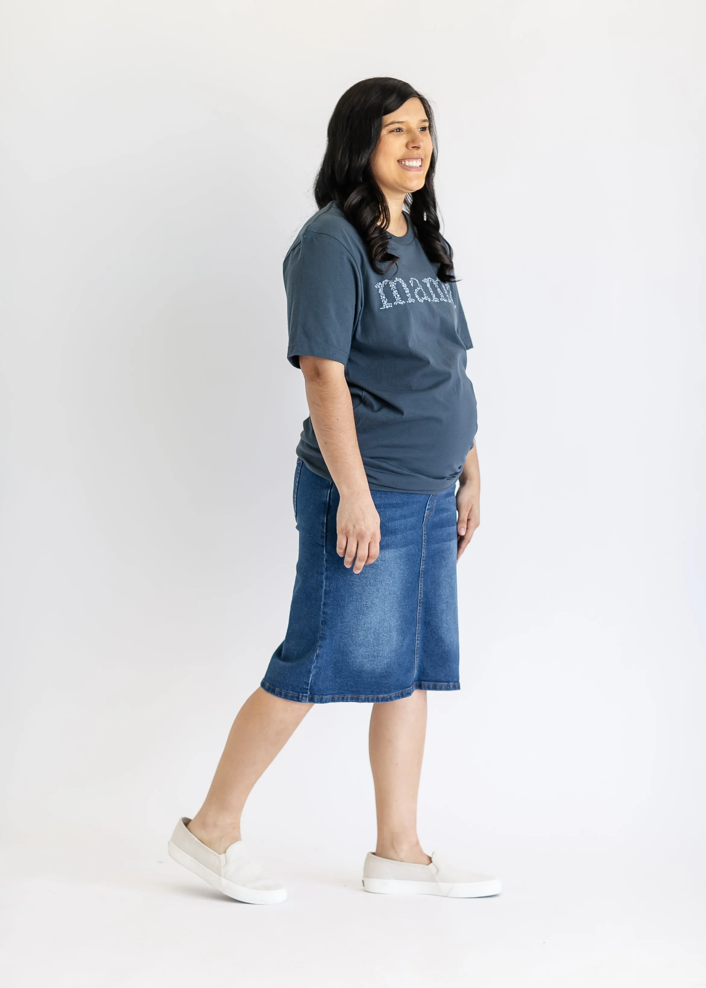 Remi Maternity Denim Midi Skirt - FINAL SALE