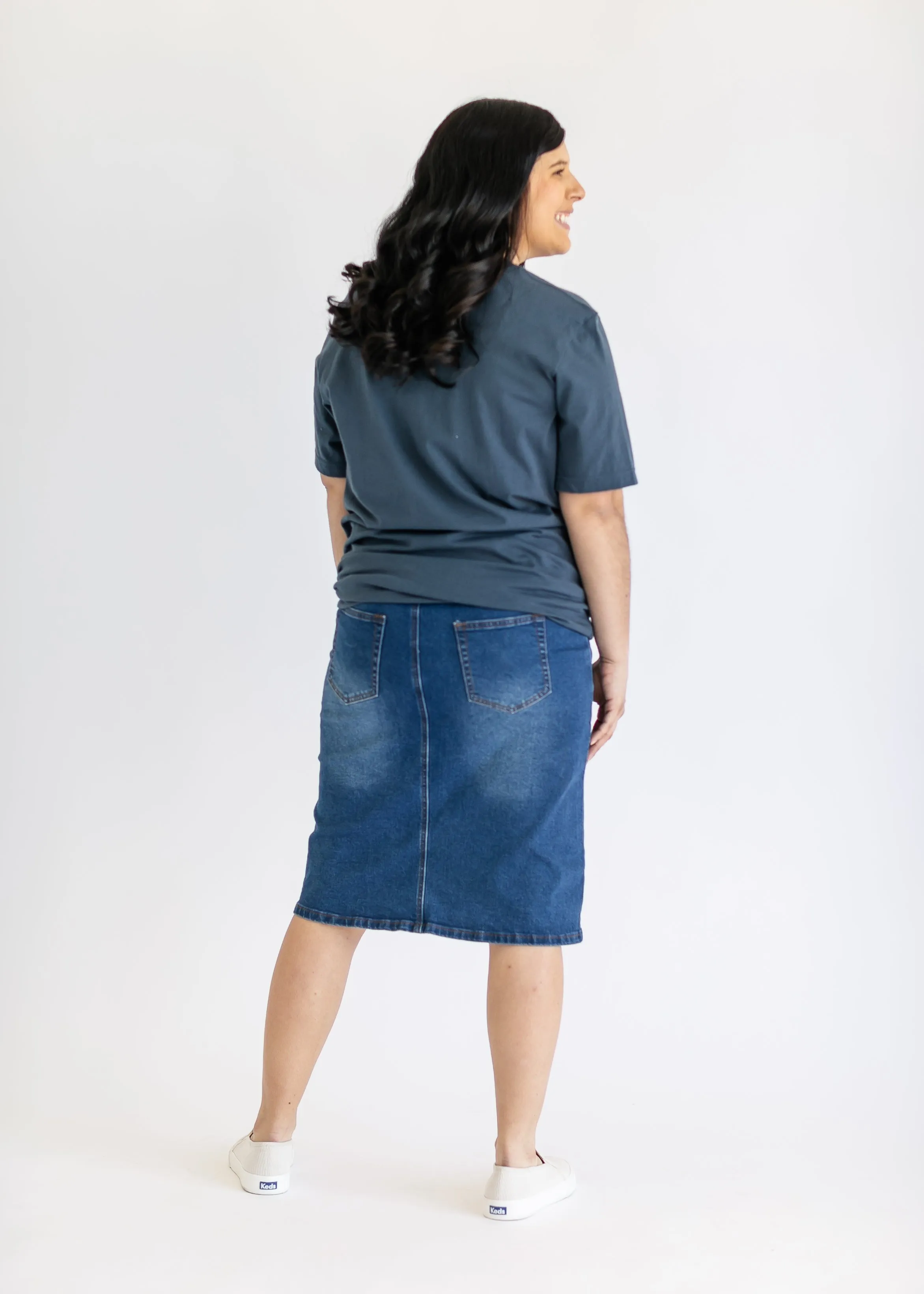 Remi Maternity Denim Midi Skirt - FINAL SALE