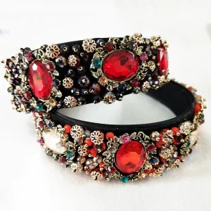 Rhinestone Beads Crystal Velvet Wide Headbands