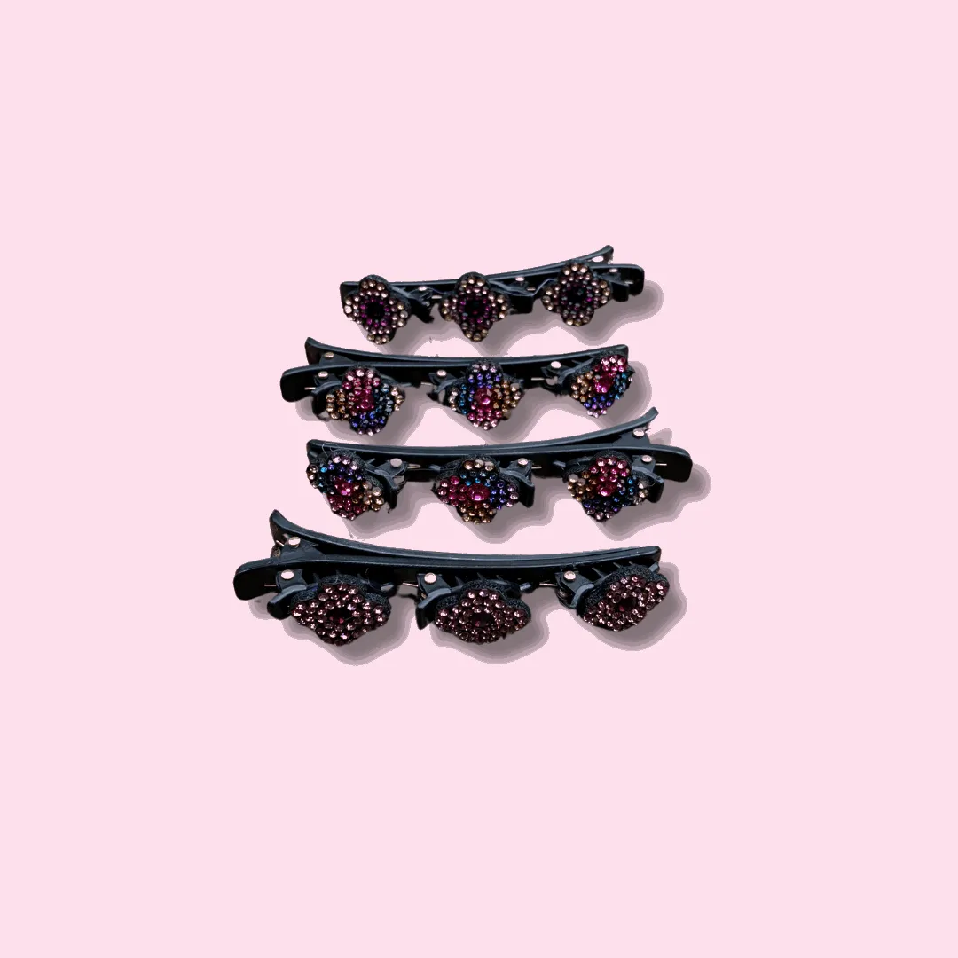Rhinestone Flower Hair Clip (4 pieces) Set