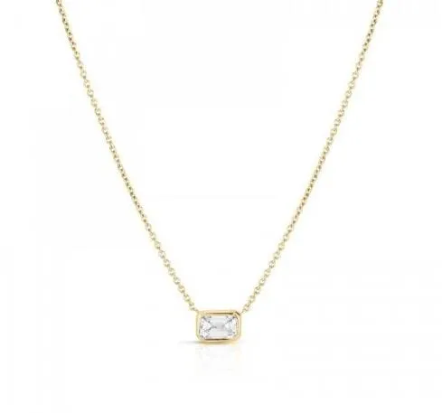 Roberto Coin 18K Yellow Gold East West Bezel Emerald-Cut Diamond Necklace