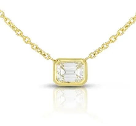 Roberto Coin 18K Yellow Gold East West Bezel Emerald-Cut Diamond Necklace