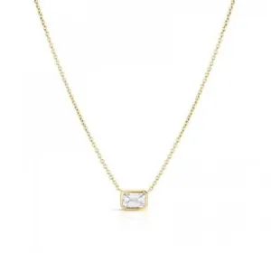 Roberto Coin 18K Yellow Gold East West Bezel Emerald-Cut Diamond Necklace