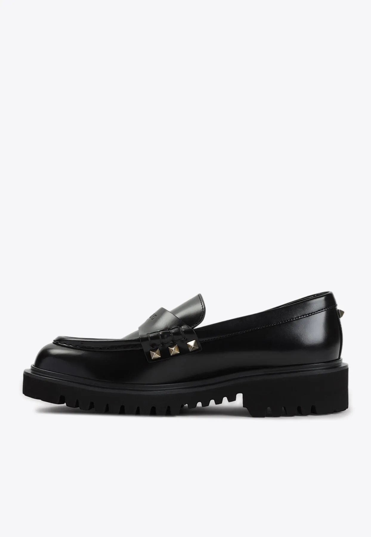 Rockstud Leather Penny Loafers