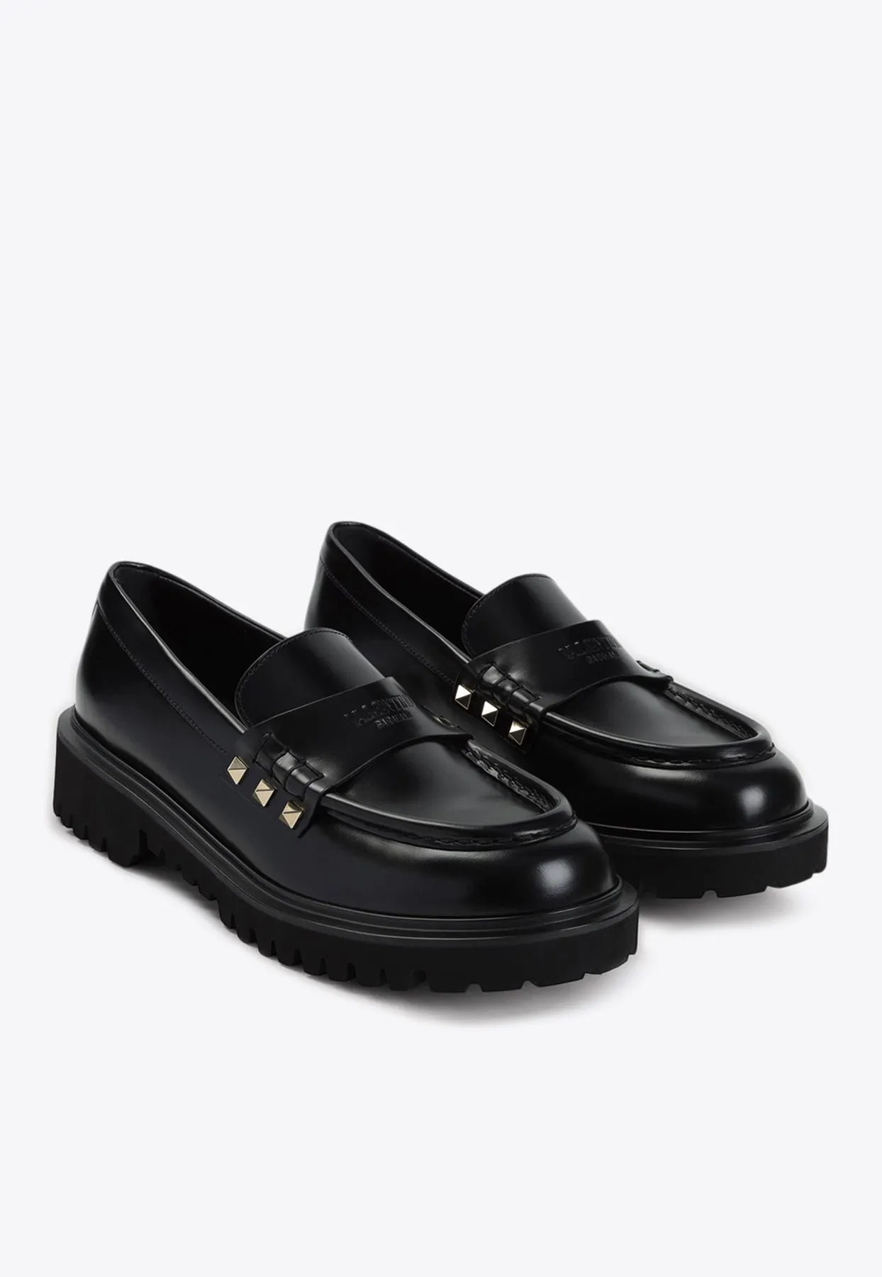 Rockstud Leather Penny Loafers