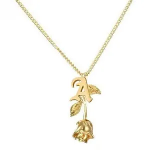 Rose & Old English Initial Necklace