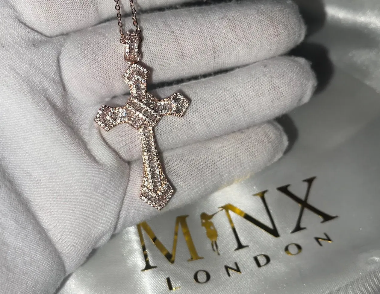 Rose Gold Cross Pendant | Cross Pendant | Cross Necklace | Rose Gold Cross Necklace | Cross Pendant and Necklace | Iced Out Cross Pendant
