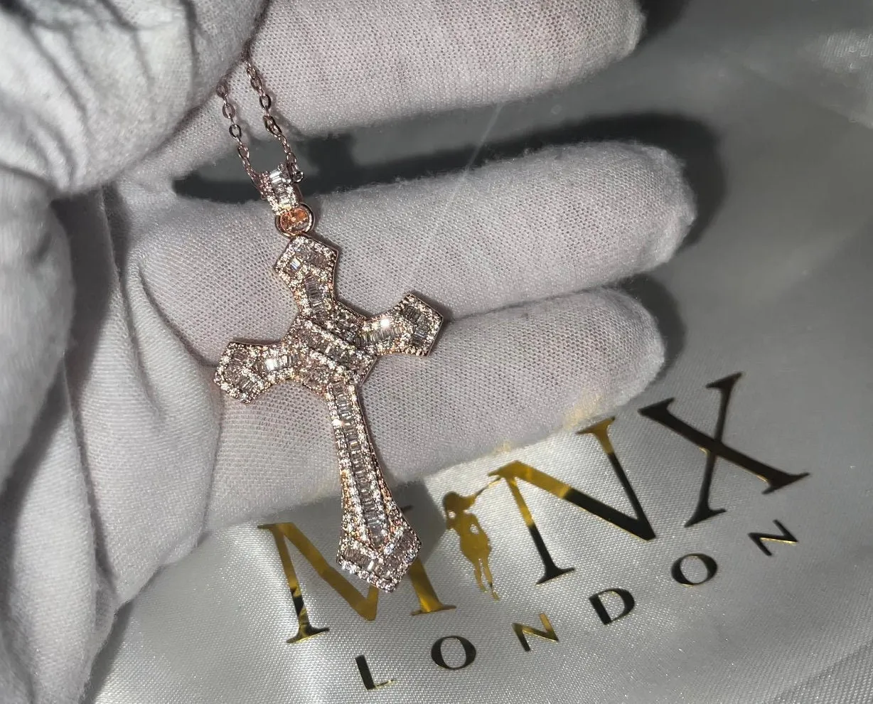 Rose Gold Cross Pendant | Cross Pendant | Cross Necklace | Rose Gold Cross Necklace | Cross Pendant and Necklace | Iced Out Cross Pendant