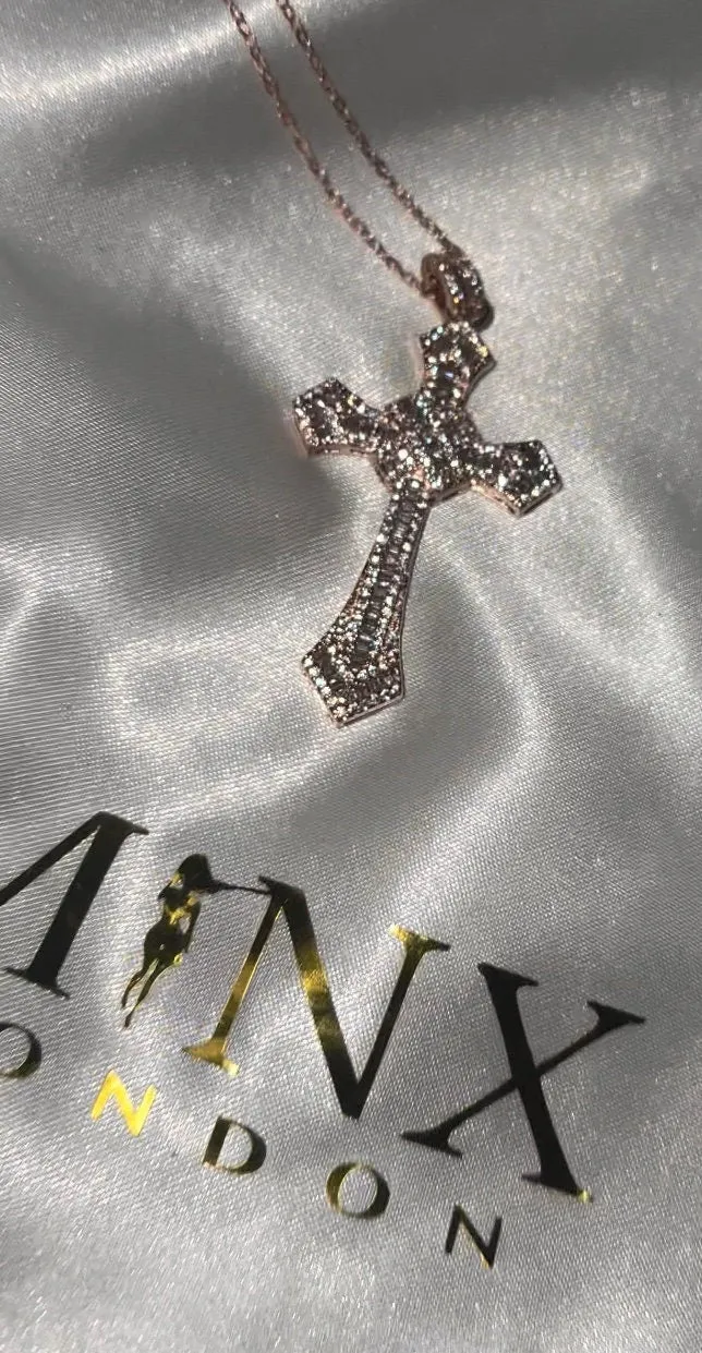 Rose Gold Cross Pendant | Cross Pendant | Cross Necklace | Rose Gold Cross Necklace | Cross Pendant and Necklace | Iced Out Cross Pendant