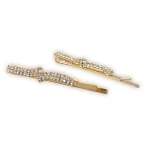 S-Curve Rhinestone Bobby Pins w/ Center Accent (2-Pack)