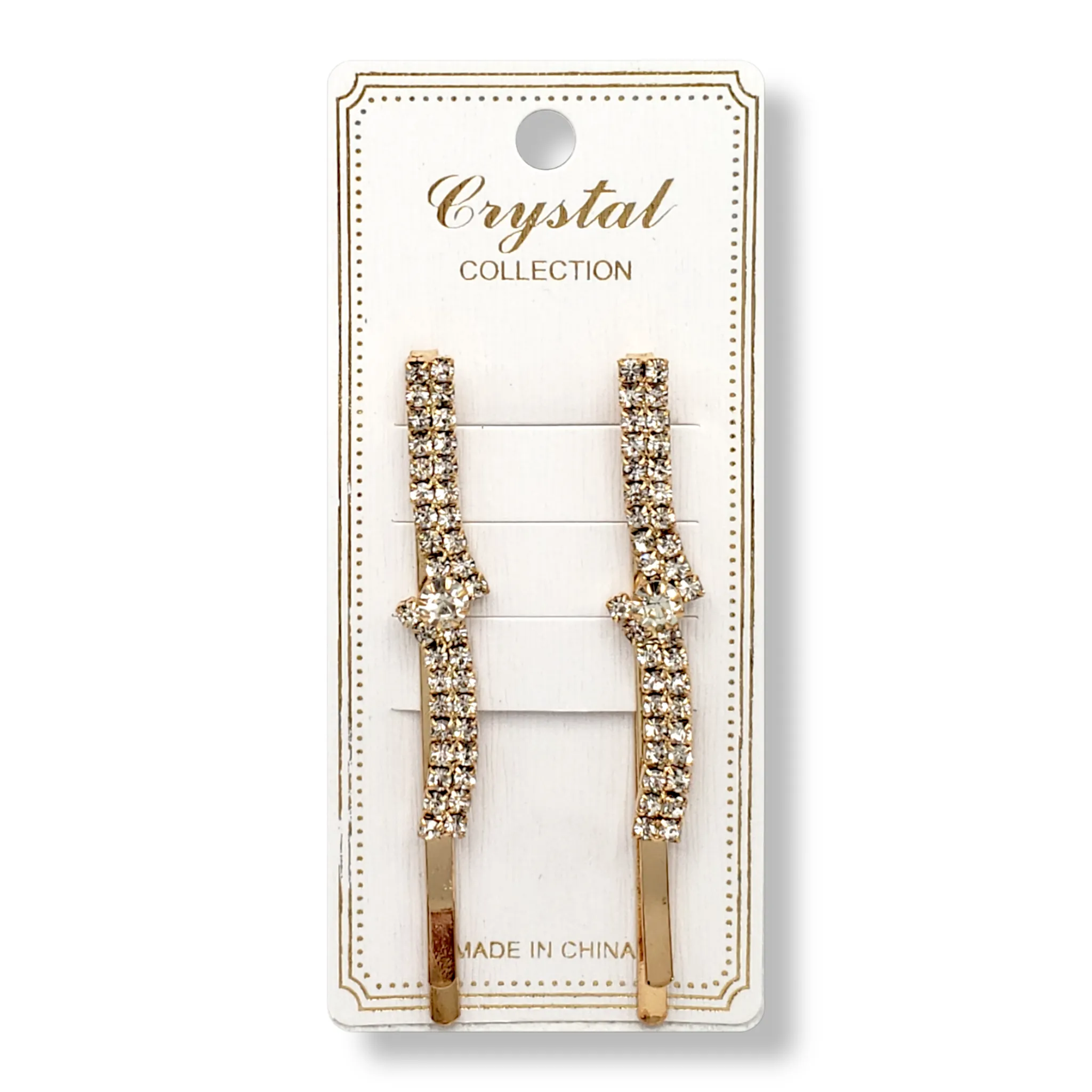 S-Curve Rhinestone Bobby Pins w/ Center Accent (2-Pack)