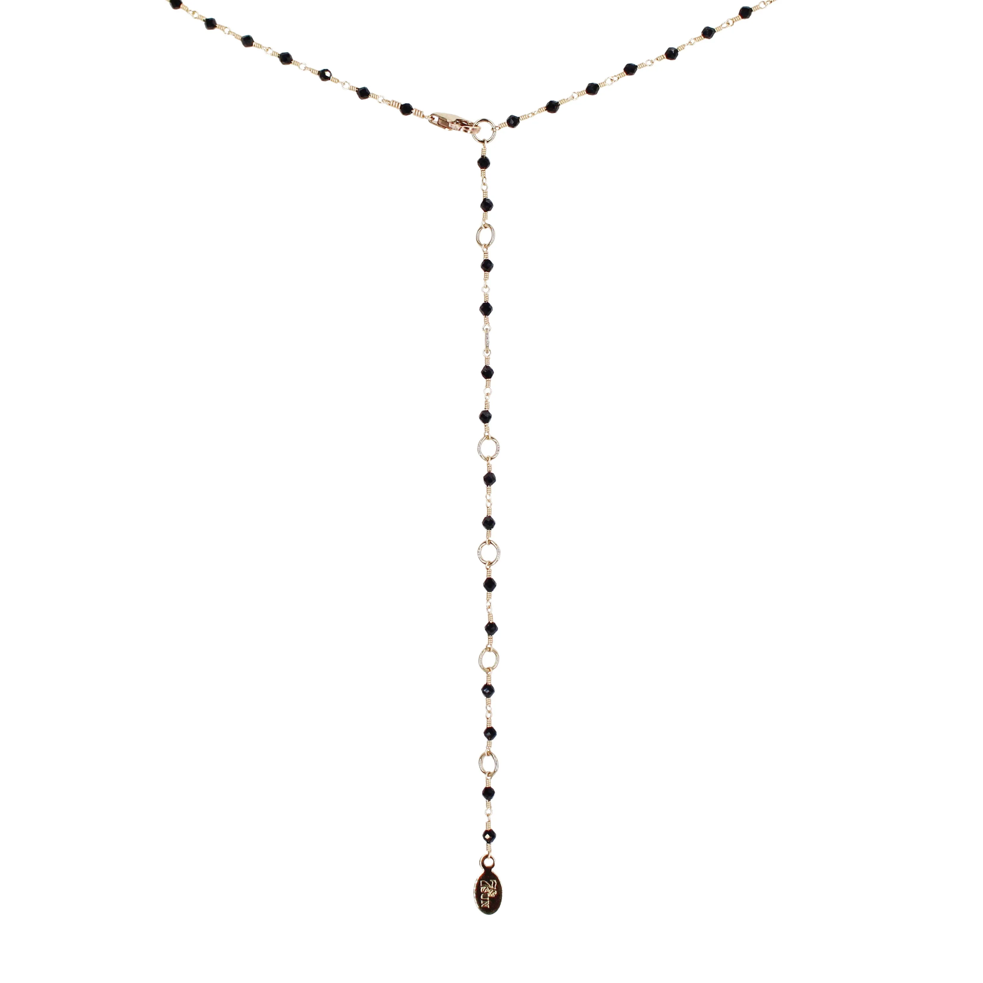 Sacred Strand Satin Necklace Black Spinel