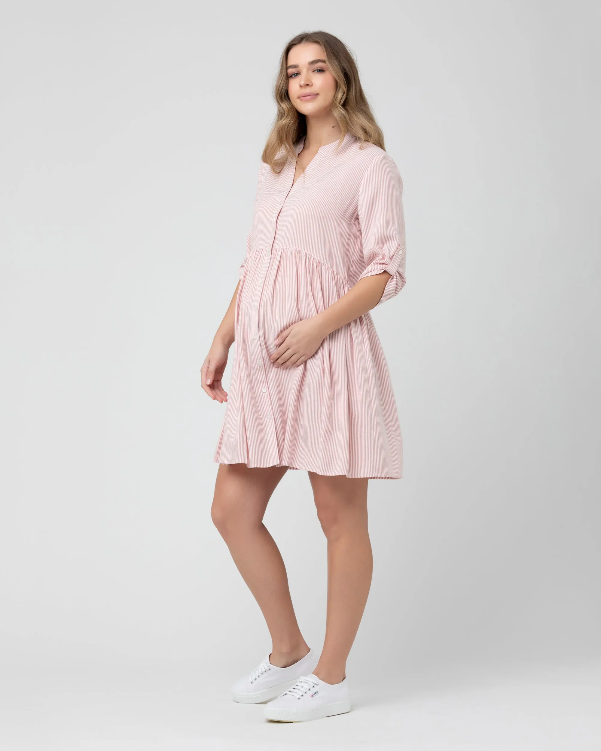 Sam Stripe Dress Terracotta/White