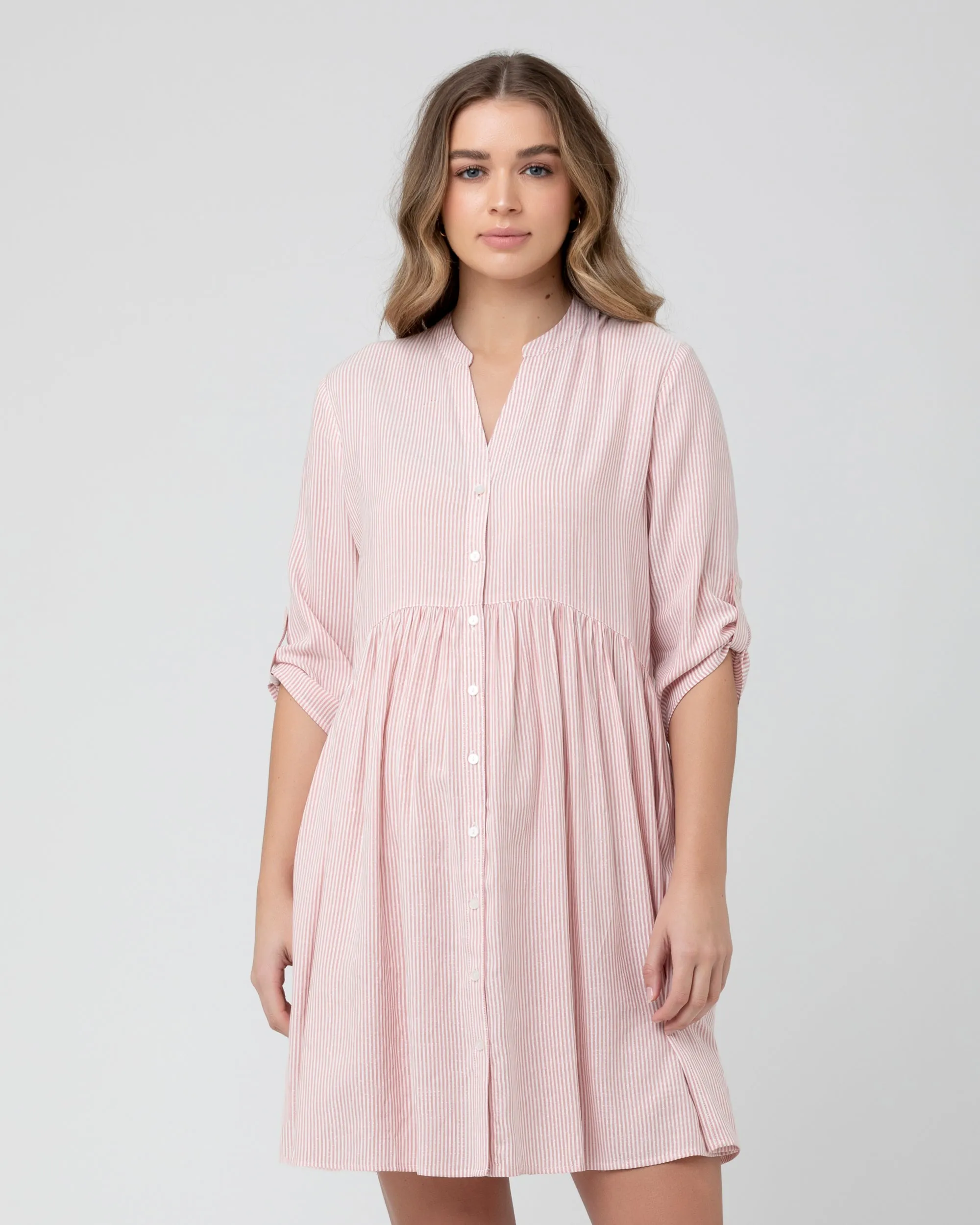 Sam Stripe Dress Terracotta/White